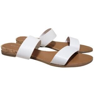 Sun + Stone Women Easten Double Strap Slide Sandals Size US 10M White Smooth
